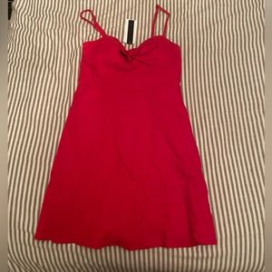 NWT Red spaghetti strap sundress. 55%linen/45% rayon. Lining 100% polyester.